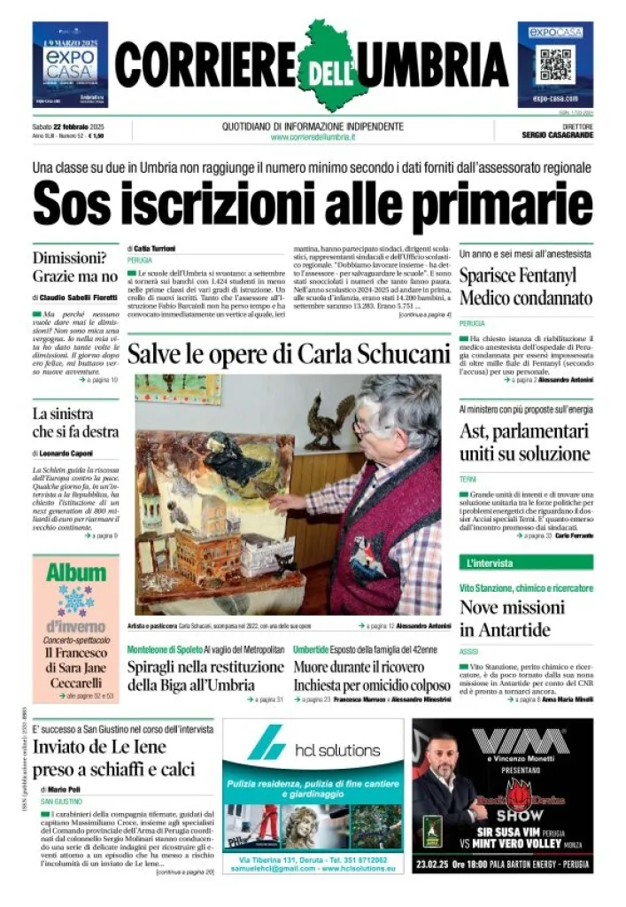 Prima-pagina-corriere umbria-del-2025-02-22